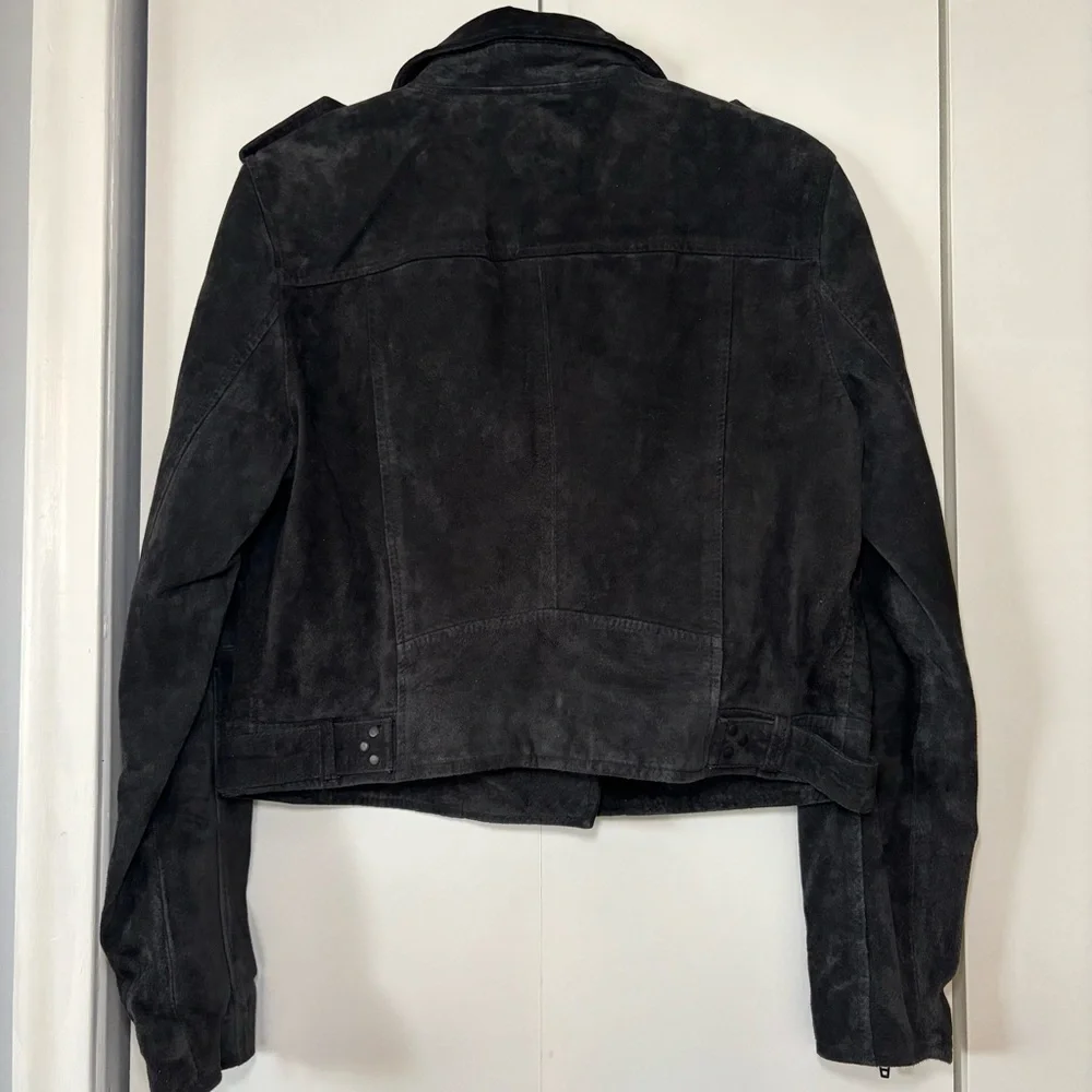 Blank NYC Women’s Suede Moto Jacket Asymmetrical Zip Soft Black Onyx Size L - Picture 3 of 14